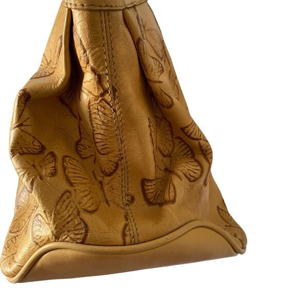 Mario Hernandez Mariposa Butterfly Embossed Soft Yellow Large Shoulder Bag - Picture 8 of 13